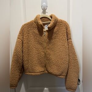 Hollister Teddy Sherpa Cropped Fleece Camel Size S